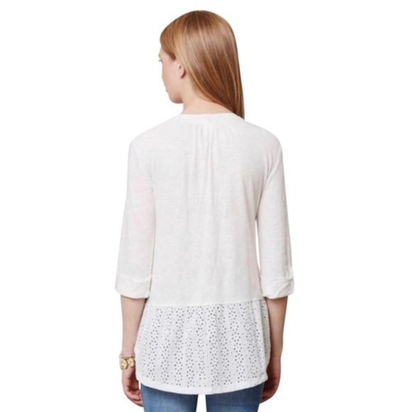 Anthro Meadow Rue Effortless Eyelet Henley Top - Picture 2 of 8